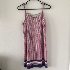 Red, white and blue patterned dress